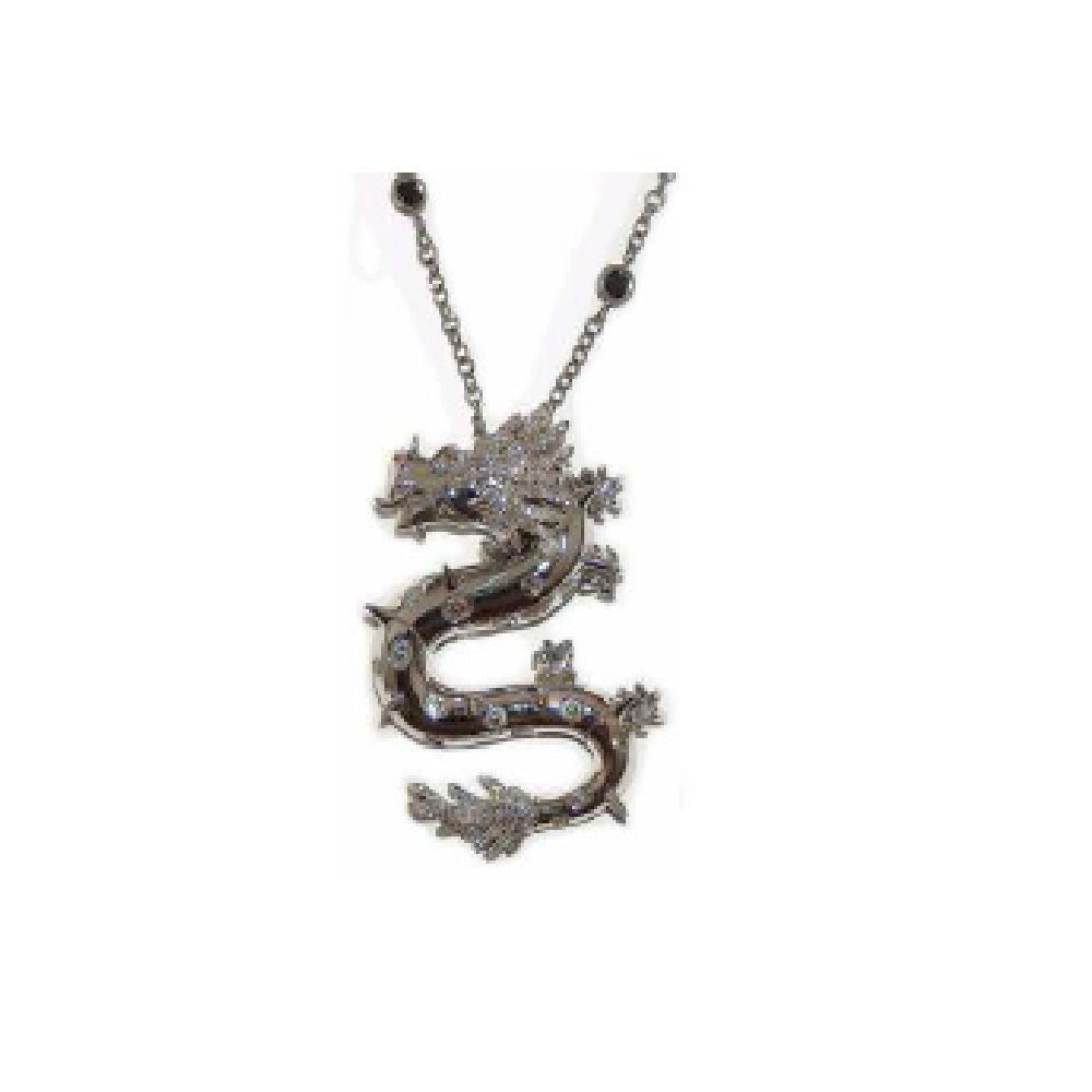 Paolo Piovan Dragon Necklace in White Gold with Diamonds - Made in Paradise Luxury