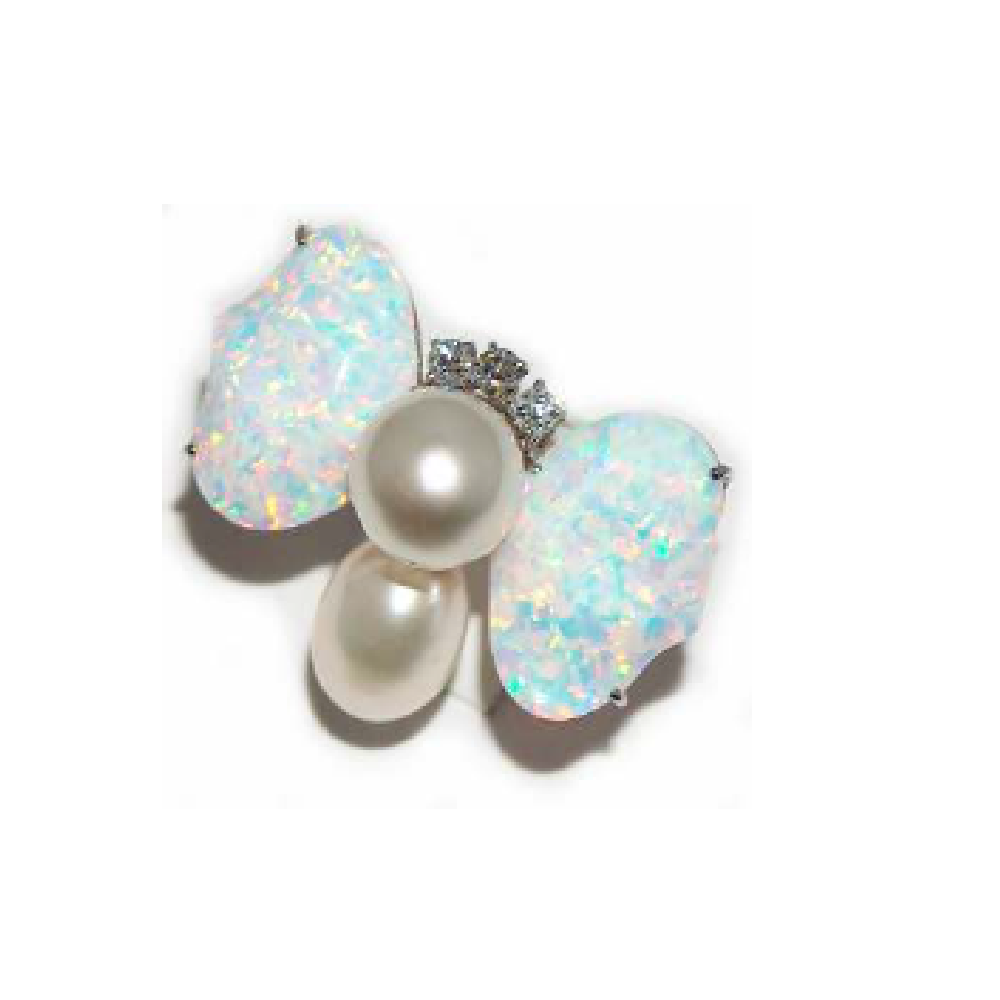 Paolo Piovan Butterfly White Gold Ring in Opals and Pearls - Made in Paradise Luxury