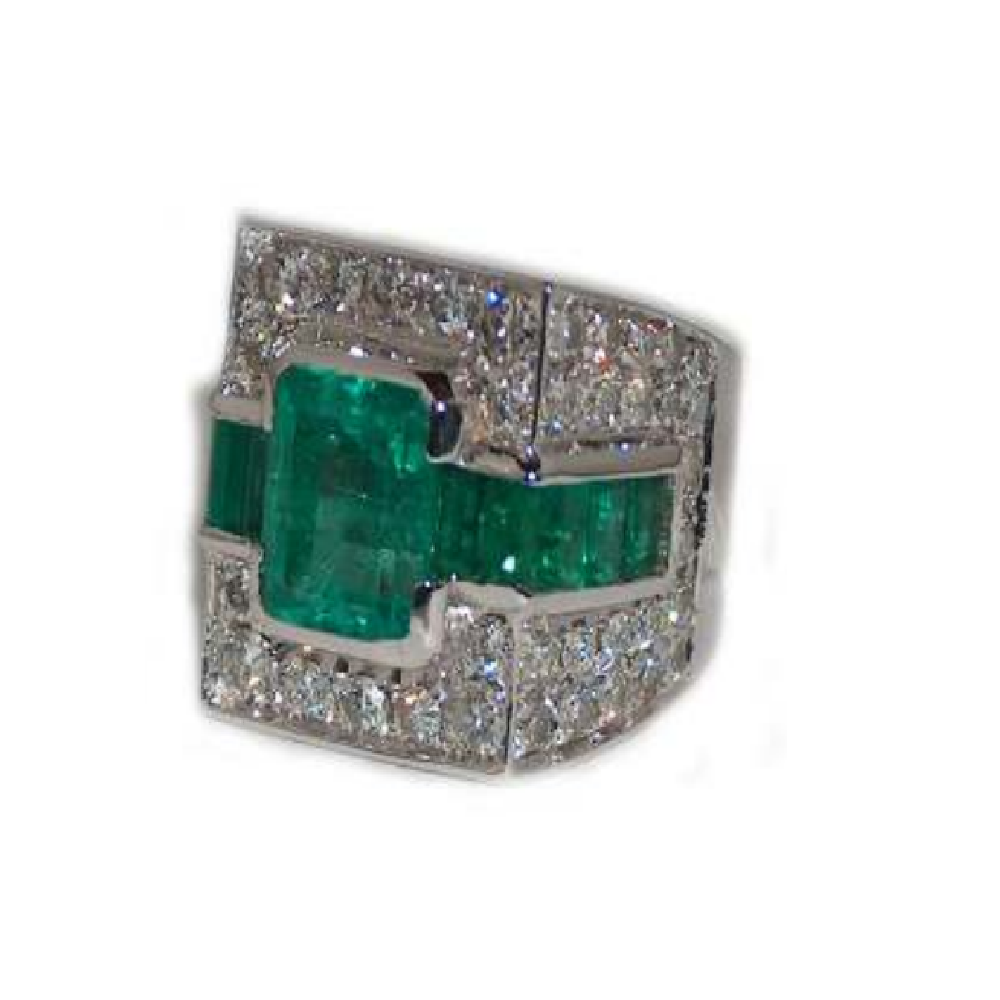 Paolo Piovan Colombia Emerald Ring in White Gold with Diamonds - Made in Paradise Luxury