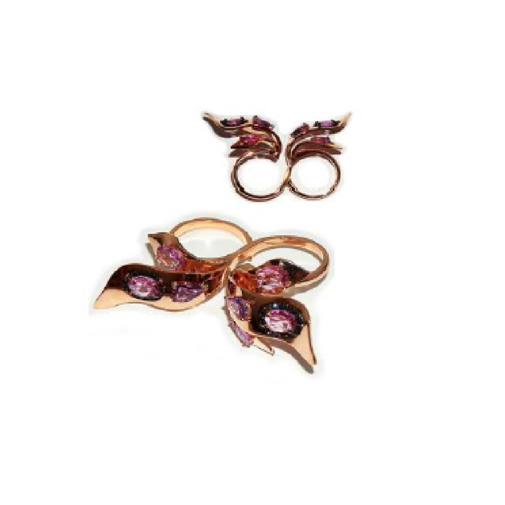 Paolo Piovan Butterfly Ring in Rose Gold with Black Diamonds and Sapphires - Made in Paradise Luxury