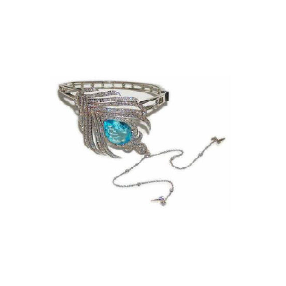 Paolo Piovan Bangle in White Gold with Diamonds and Light Blue Topaz - Made in Paradise Luxury