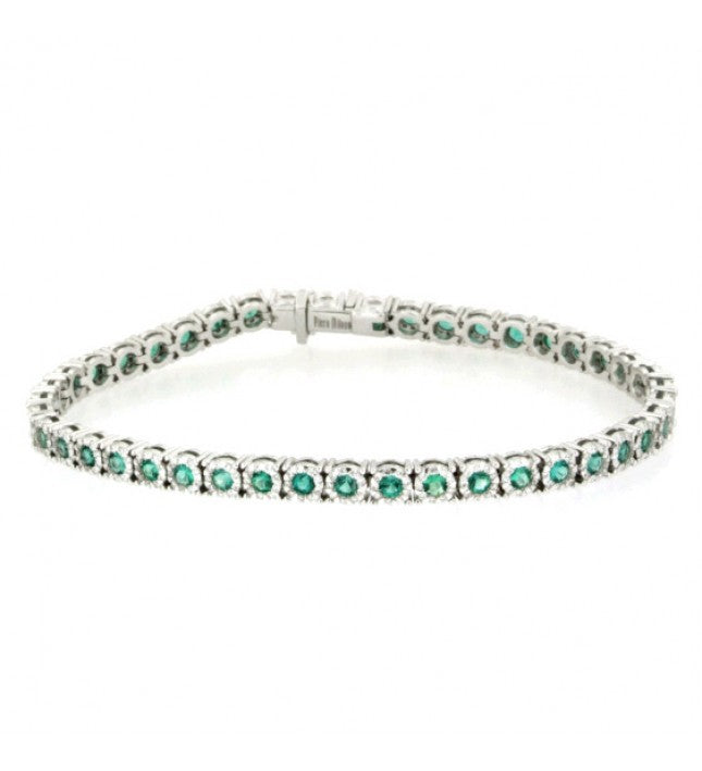Piero Milano 18K White Gold Diamonds Emerald Bracelet - Made in Paradise Luxury
