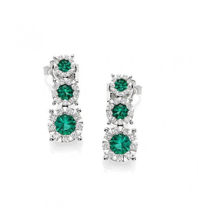 Piero Milano 18K White Gold Diamonds Emerald Earrings - Made in Paradise Luxury