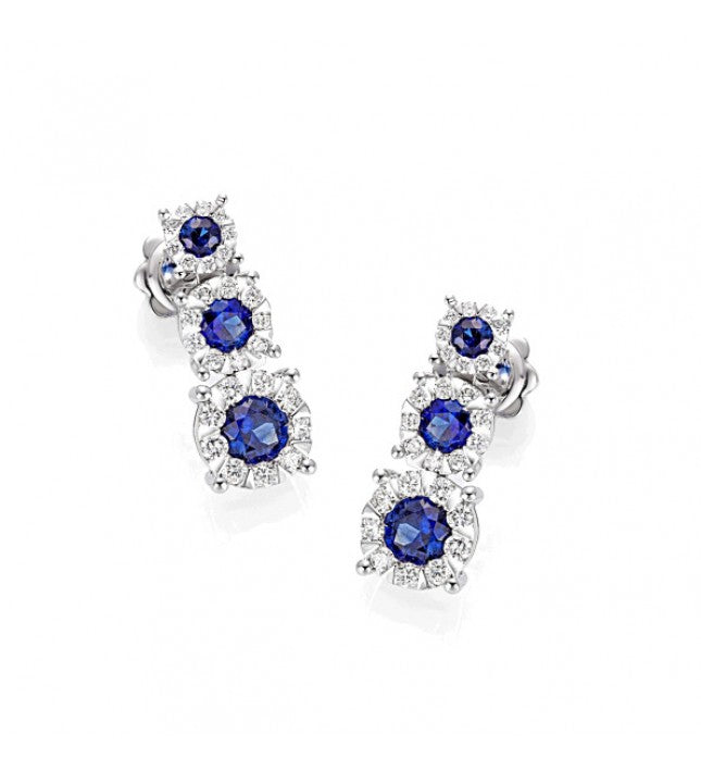 Piero Milano 18K White Gold Diamonds Blue Saphhires Earrings - Made in Paradise Luxury