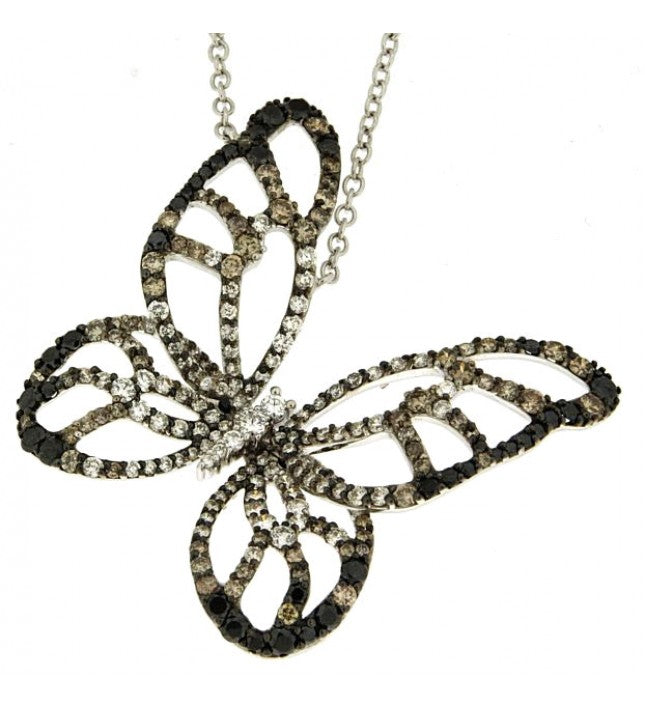 Piero Milano 18K White and Rhodium Gold Diamonds Butterfly Necklace - Made in Paradise Luxury