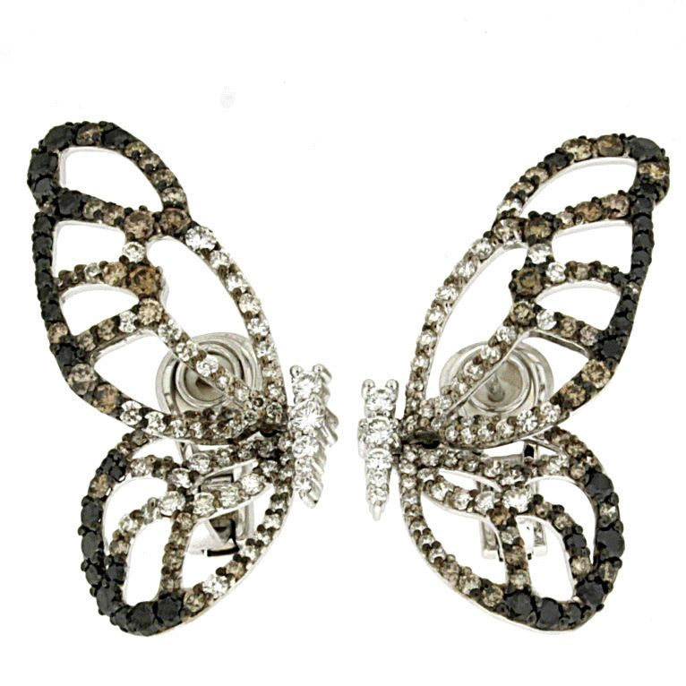 Piero Milano 18K White and Rhodium Gold Diamonds Butterfly Earrings - Made in Paradise Luxury