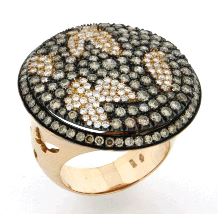 Piero Milano 18K Rose Gold Rhodium Black Diamonds Butterfly Motif Ring - Made in Paradise Luxury