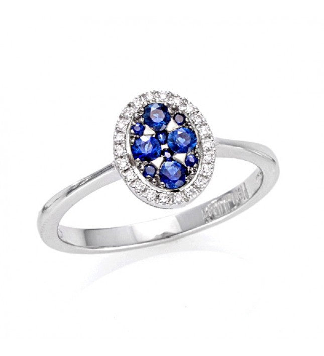 Piero Milano 18K White Gold Diamonds Blue Sapphires Ring - Made in Paradise Luxury