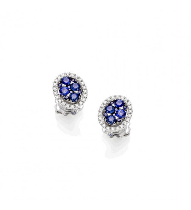 Piero Milano 18K White Gold Diamonds Blue Sapphires Earrings - Made in Paradise Luxury