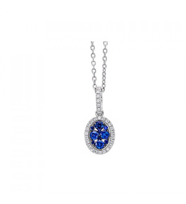 Piero Milano 18K White Gold Diamonds Blue Sapphires Necklace - Made in Paradise Luxury
