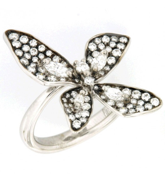 Piero Milano 18K White and Rhodium Black Gold Diamonds Butterfly Ring - Made in Paradise Luxury