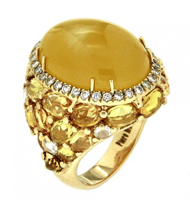 Piero Milano 18K Rose Gold Diamonds and Yellow Citrine Ring - Made in Paradise Luxury