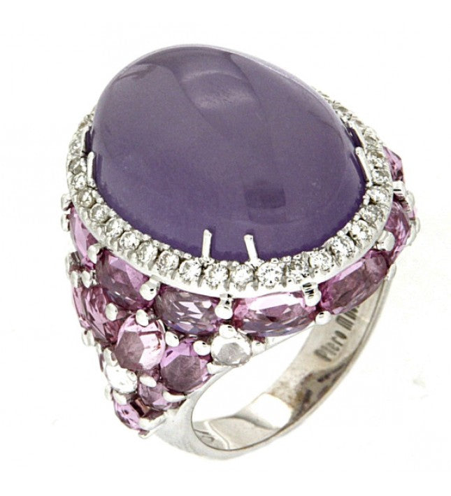 Piero Milano 18K White Gold Diamonds and Purple Amethyst Ring - Made in Paradise Luxury