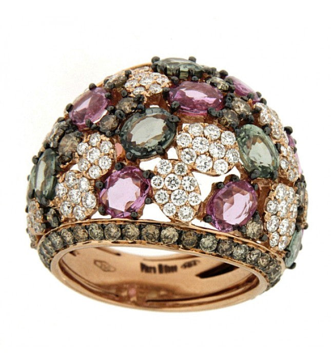 Piero Milano 18K Rose Gold Diamonds and Gemstones Ring - Made in Paradise Luxury