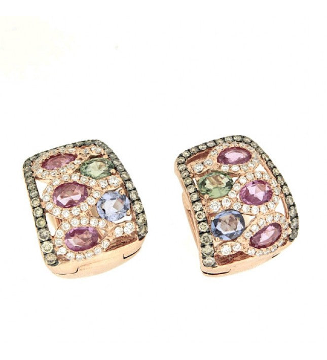 Piero Milano 18K Rose Gold Diamonds and Gemstones Earrings - Made in Paradise Luxury